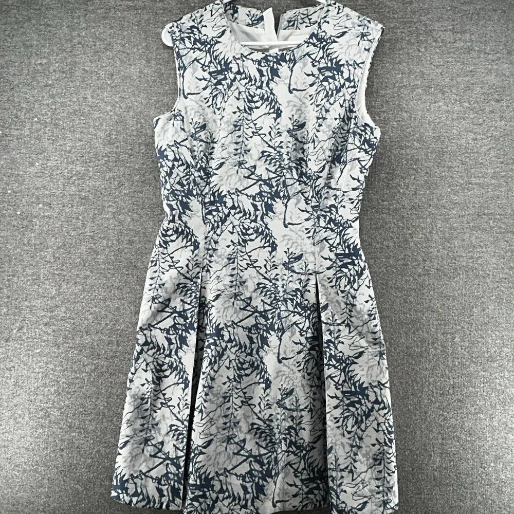Reiss Clemens Jacquard Sleeveless Dress A line Women Sz 10 Blue White Pockets